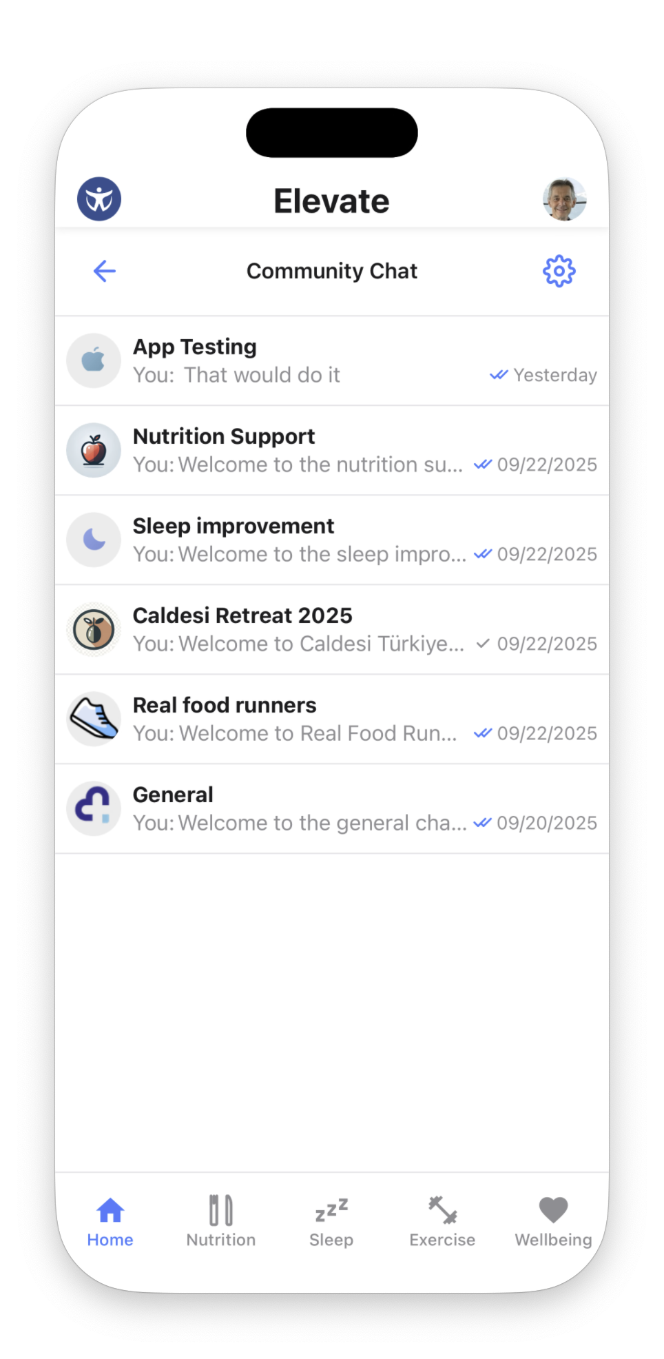 App Testing channel in chat