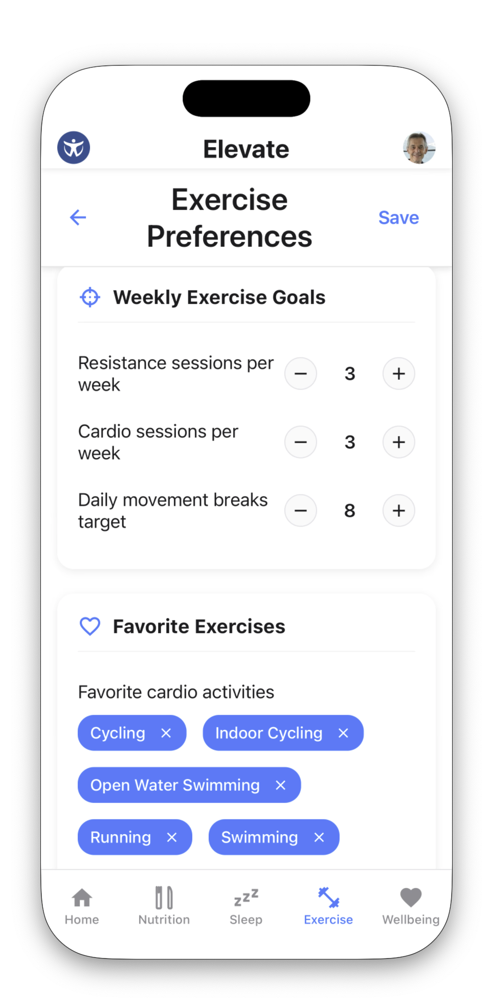 Exercise preferences