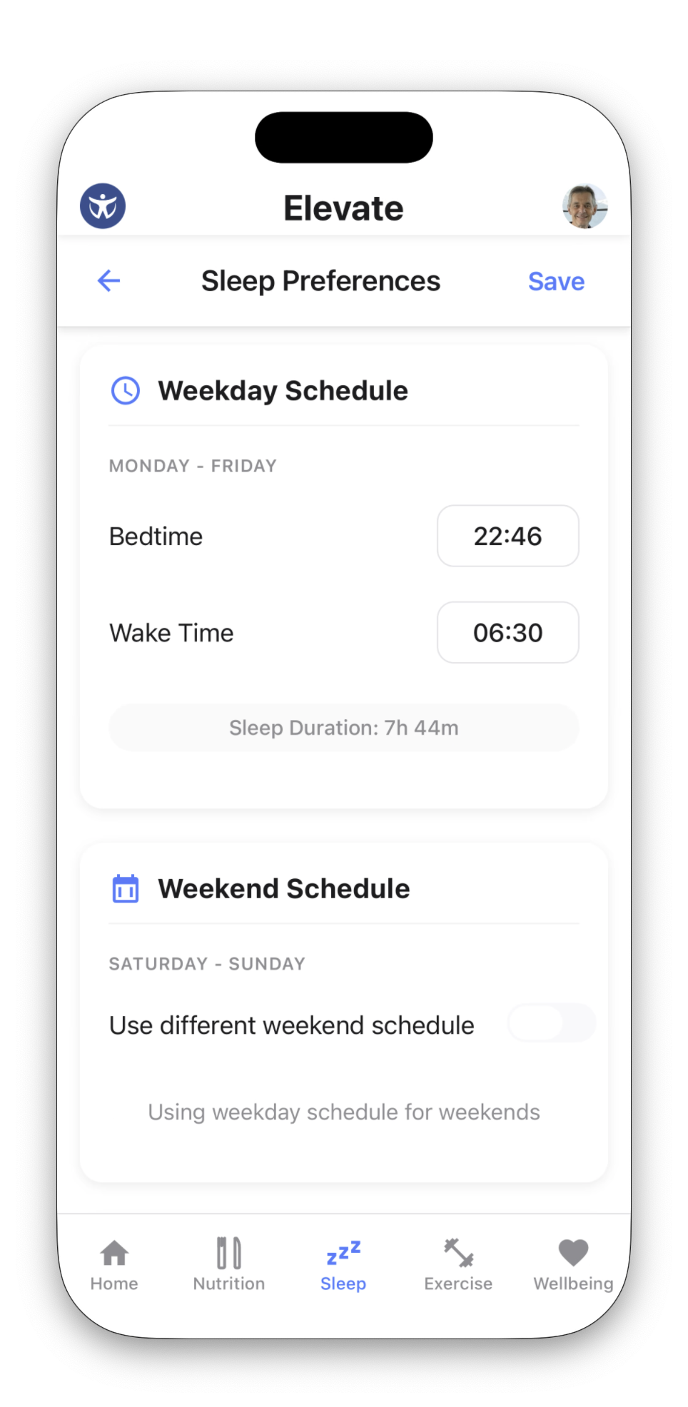 Sleep preferences wizard