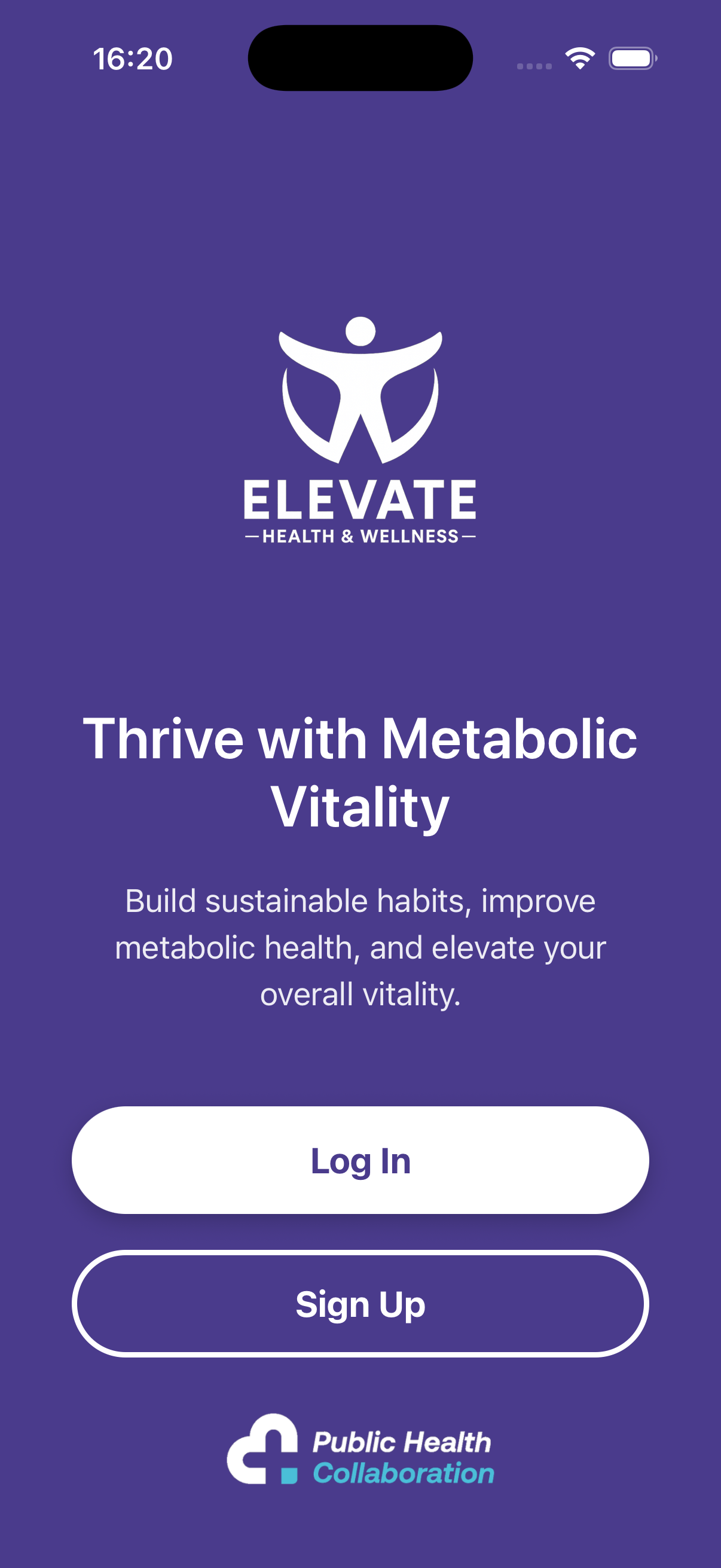Elevate welcome screen