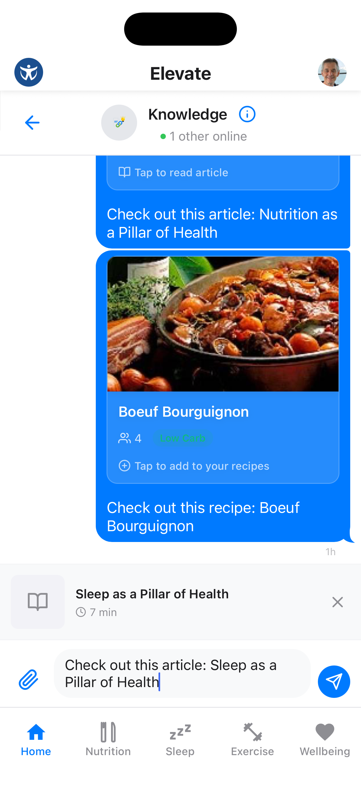 Adding a message to a shared article
