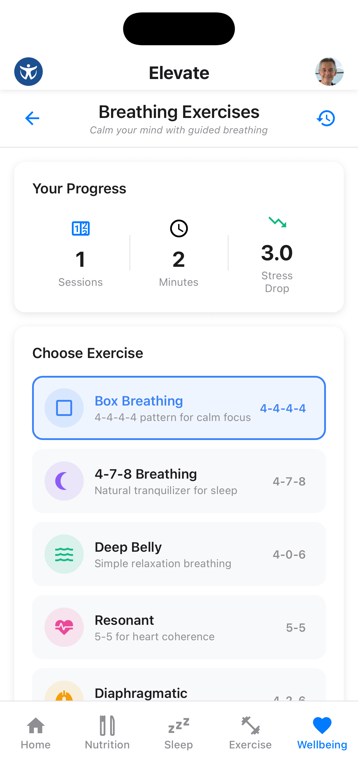 Breathing exercise selection and guidance