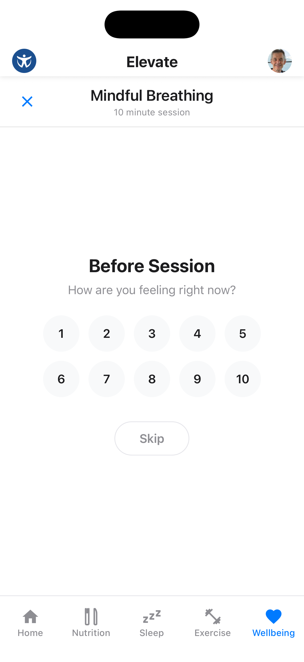 Meditation timer and session controls